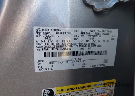 2020 Ford Expedition Xlt z USA, uszkodzony, nr VIN 1FMJU1HT6LEA28613